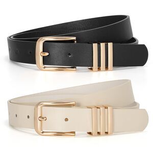 6661 2 Pack Women's Leather Belts Plus Size Fashion Ladies Waist Belt